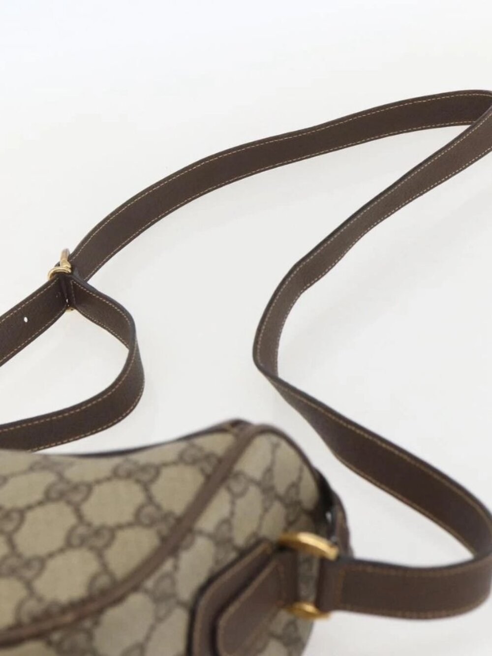 GUCCI GG Supreme Web Sherry Line Shoulder Bag PVC Beige Gold Auth 160559 - Picture 9 of 16